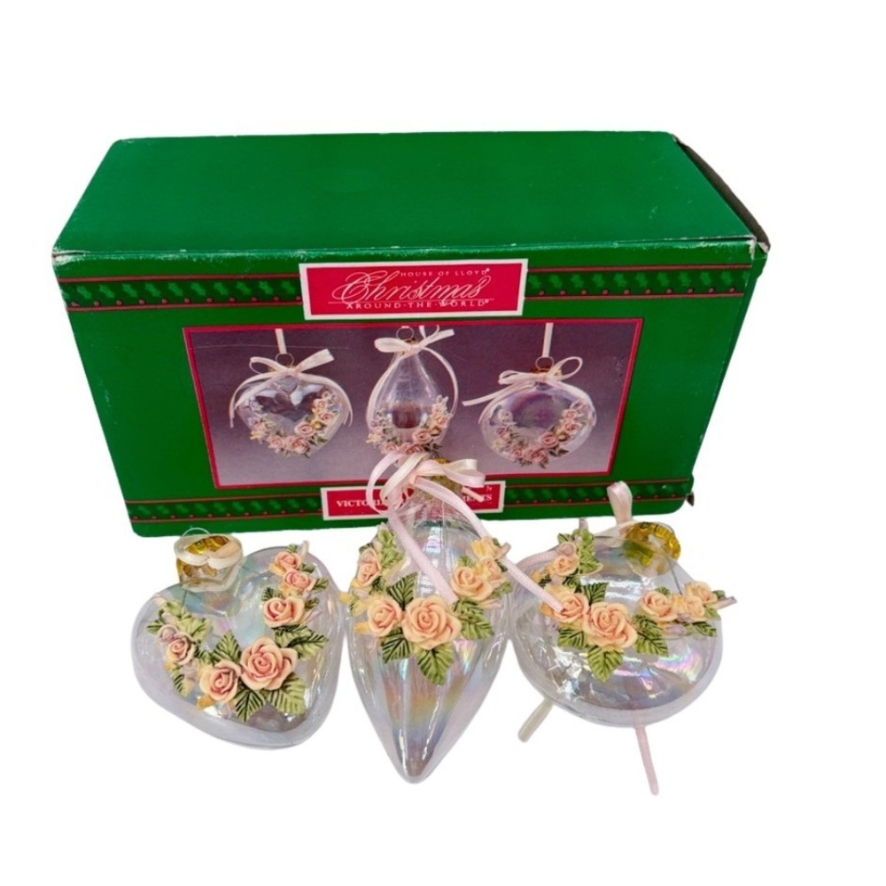 House of Lloyd Christmas Around The World Victorian Rose Ornaments Iridescent